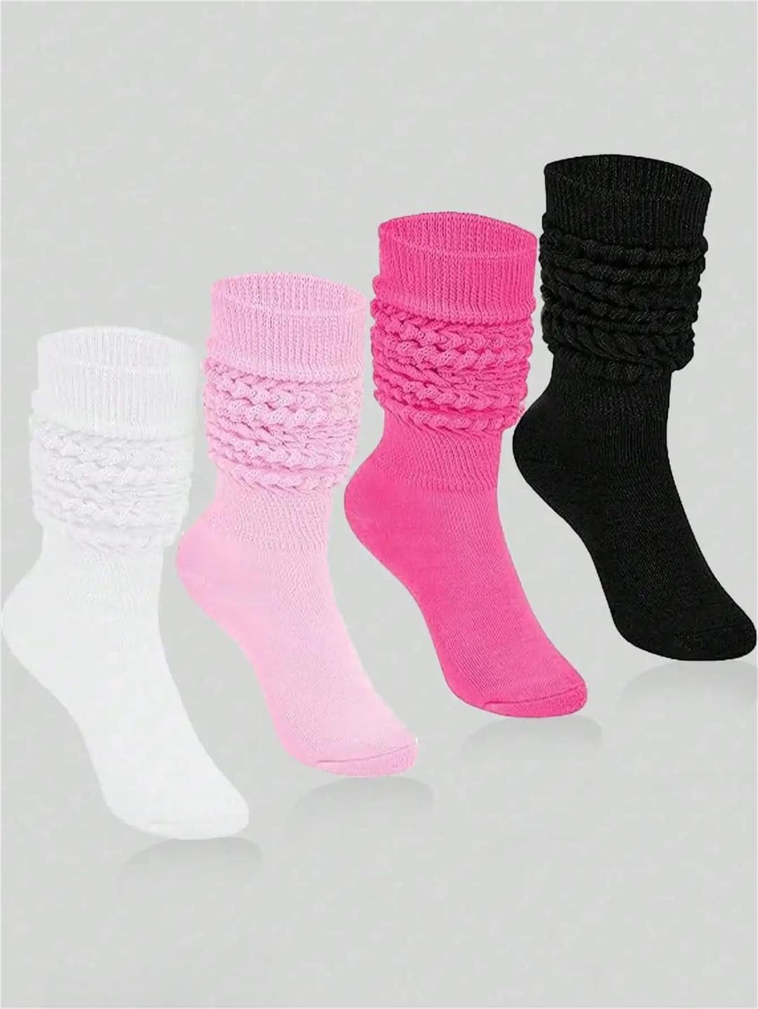 8 Pairs Women Slouch Knit Socks Scrunchy Style Crew Tube Daily Casual Hosiery