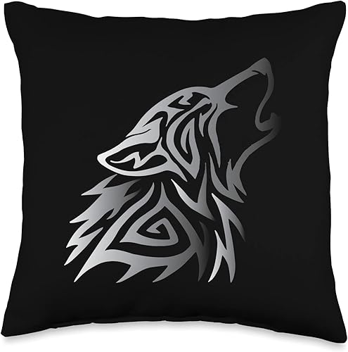 Vintage Viking Fenrir Valhalla Nordic Wolf Happy Fenrir Wolf Howls Odin Nordic God Valhalla - Almohada de 16 x 16 pulgadas, multicolor