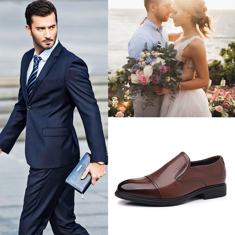 Men's Slip On Pointed Toe Derbys Classic Formal Business Oxfords Shoes Casual Wedding Derby Oxfords for Men3