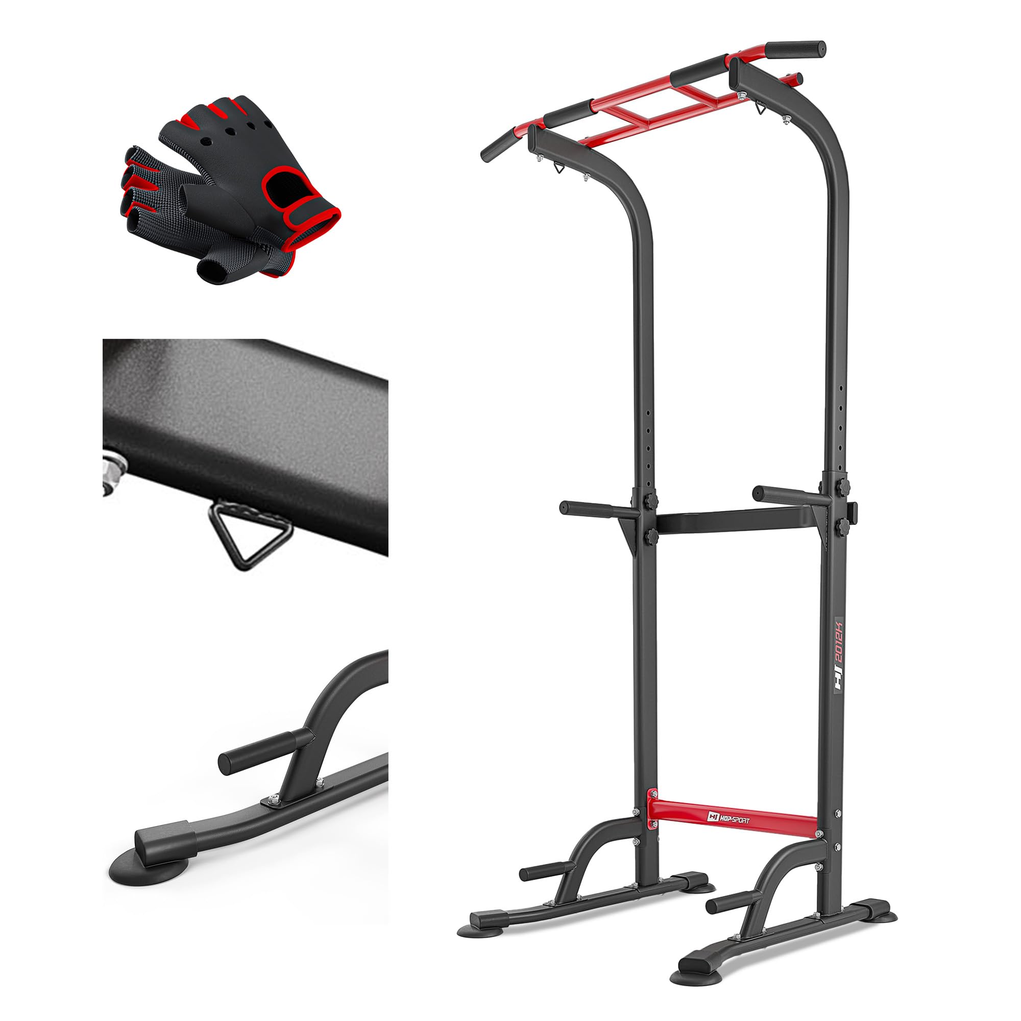 HOP-SPORT® Power Tower HS-2012K avec Station de dips, Tour de Musculation Multifonction Complet avec Barre de Traction réglable, Chaise Romaine avec Charge Max. 150 kg