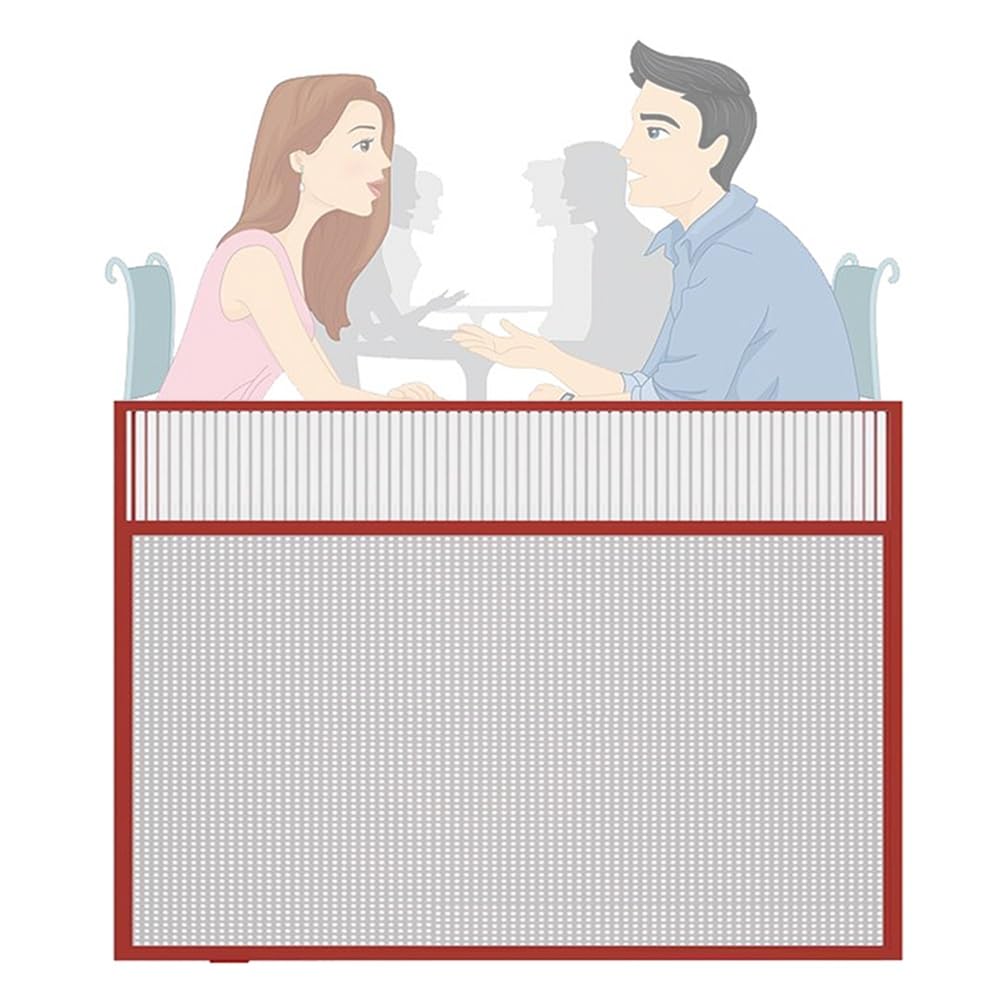 GJZQDKX Restaurant Low Fence Divider Tempered Glass Partition for Dining Areas Office Desk Decorative Translucent Countertop Rosso Color 50x80cm 19.6x31.5in