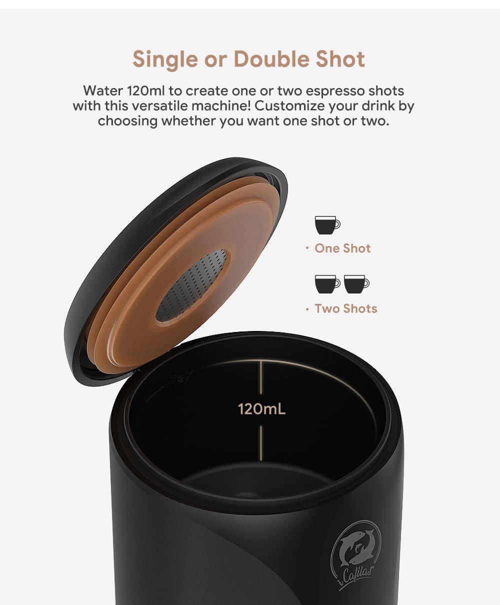 BENFUCHEN Macchinetta Caffè Espresso Portatile 9 Bar – Funziona Con Cialde NS E Caffè Macinato, Batteria Ricaricabile, Perfetta Per Campeggio E Viaggi