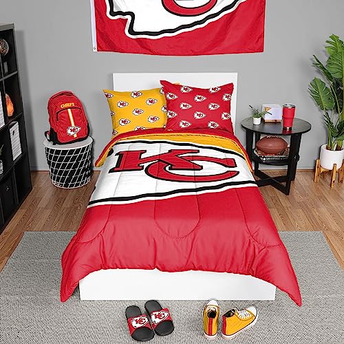 FOCO Kansas City Chiefs NFL Team Color Bed In a Bag Comforter Bedding 3 Piece Twin Set