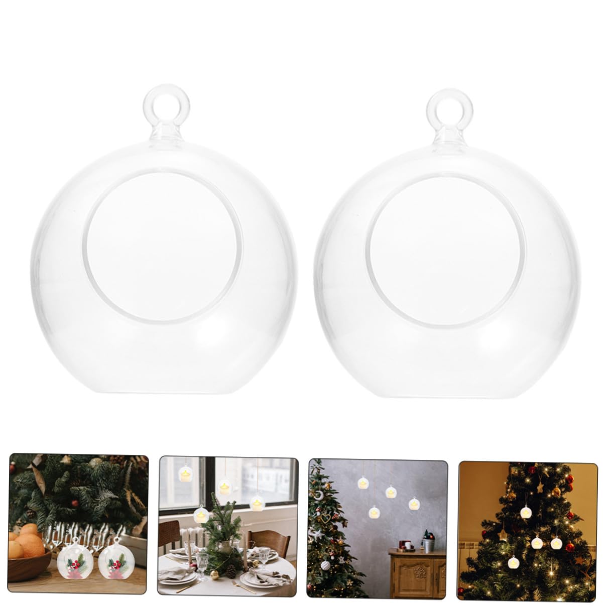 SOIMISS Bolas de Decoración Navideña Transparentes de Plástico Huecas para Rellenar 20 Piezas de 8 CM Abertura Adornos Colgantes para Fiestas Bodas y Ambiente Festivo
