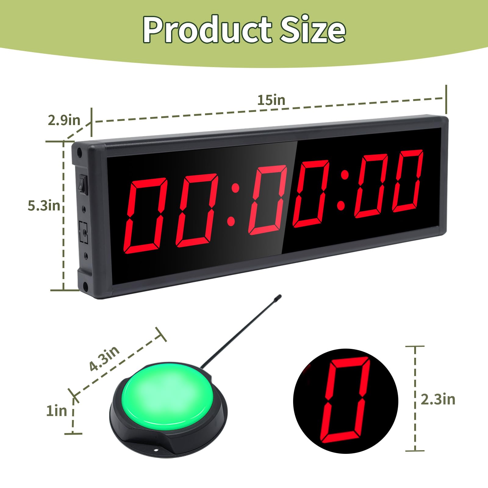 Timer digitale da palestra con pulsante di avvio/arresto wireless, timer a intervalli con telecomando per cronometro, conto alla rovescia, orologio digitale da parete per cornhole, giochi, sport
