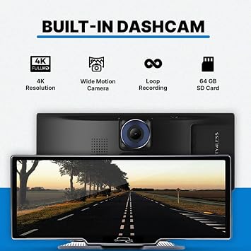 Flexscreen Pro Carplay, Flexscreen Pro (2025 Model), 10.26 HD Portable Carplay & Android Auto Screen, 4K Dash Cam Front and Rear with Voice Control, Mirror Link, Bluetooth, GPS Navigation, AUX/FM