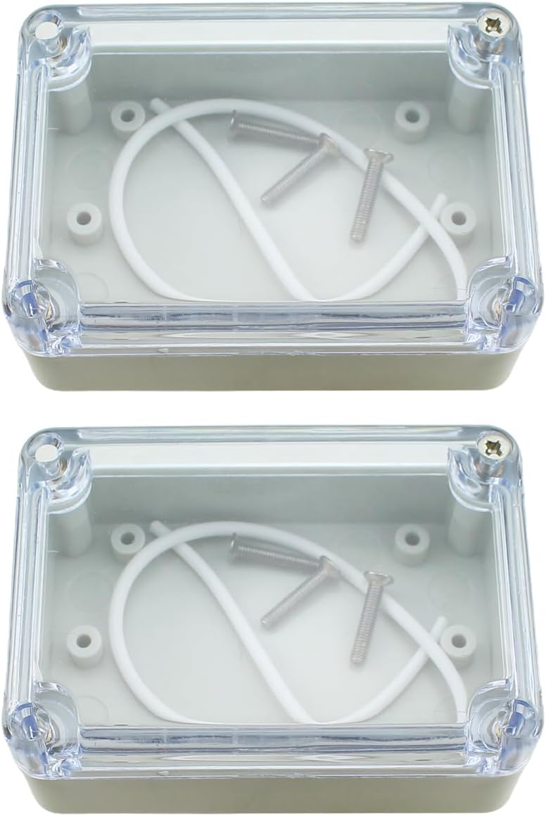 RLECS 2PCS 83x58x33mm Outdoor Alarm Project Box Transparent Cover Junction Case Waterproof Dustproof ABS Electronic Housing for Indoor and Outdoor Electrical Connection and Protection