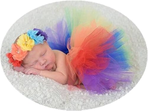 Accesorios de fotografía para recién nacidos, trajes para niñas, accesorios para fotos de bebé, falda tutú de tul esponjoso y diadema floral