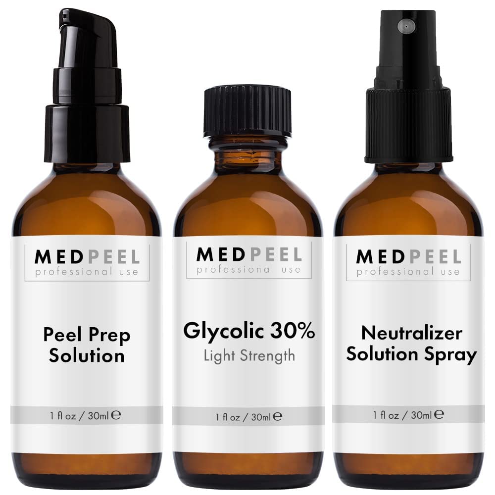 MedPeel Glycolic Acid 30% Chemical Peel at Home Kit – Includes Peel, Prep & Neutralizer – Light Strength Chemical Peel for Fine Lines, Wrinkles & Radiant Skin – Suitable for All Skin Tones