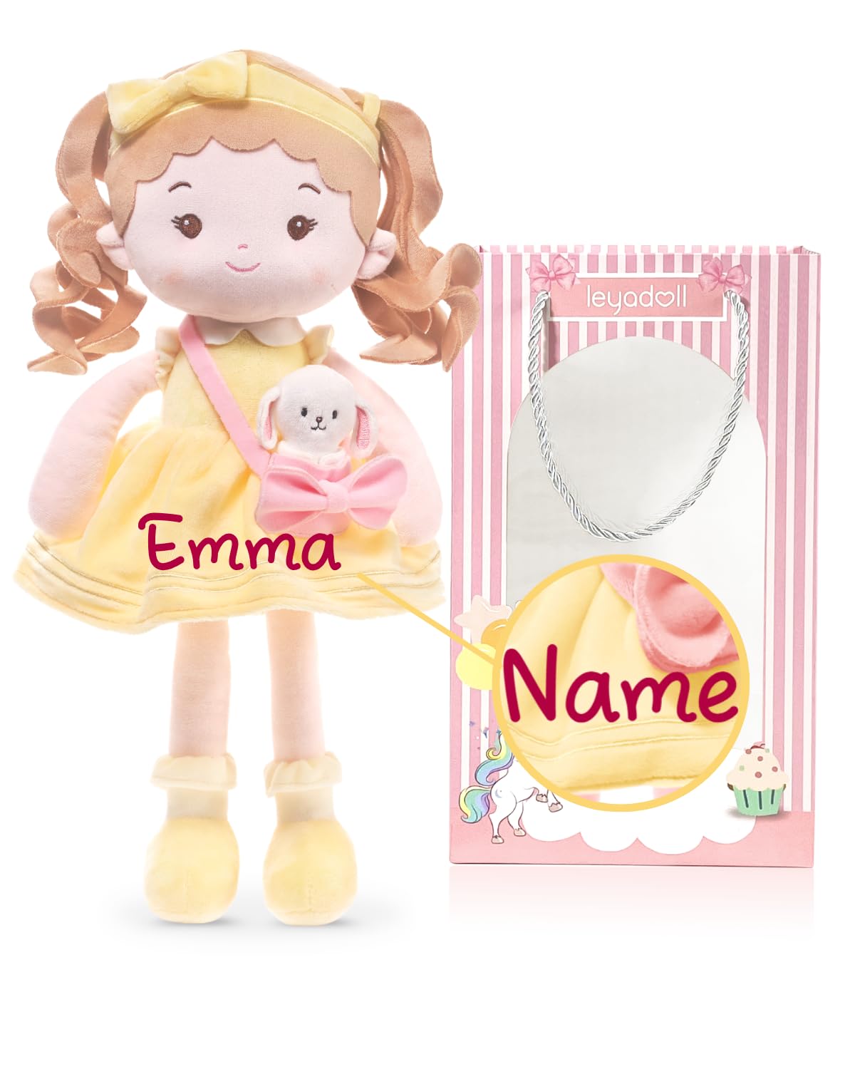 LeyaDoll Personalized Soft Baby Doll 16'',Rag Doll for 1 Year Old Girl Gift — image 1