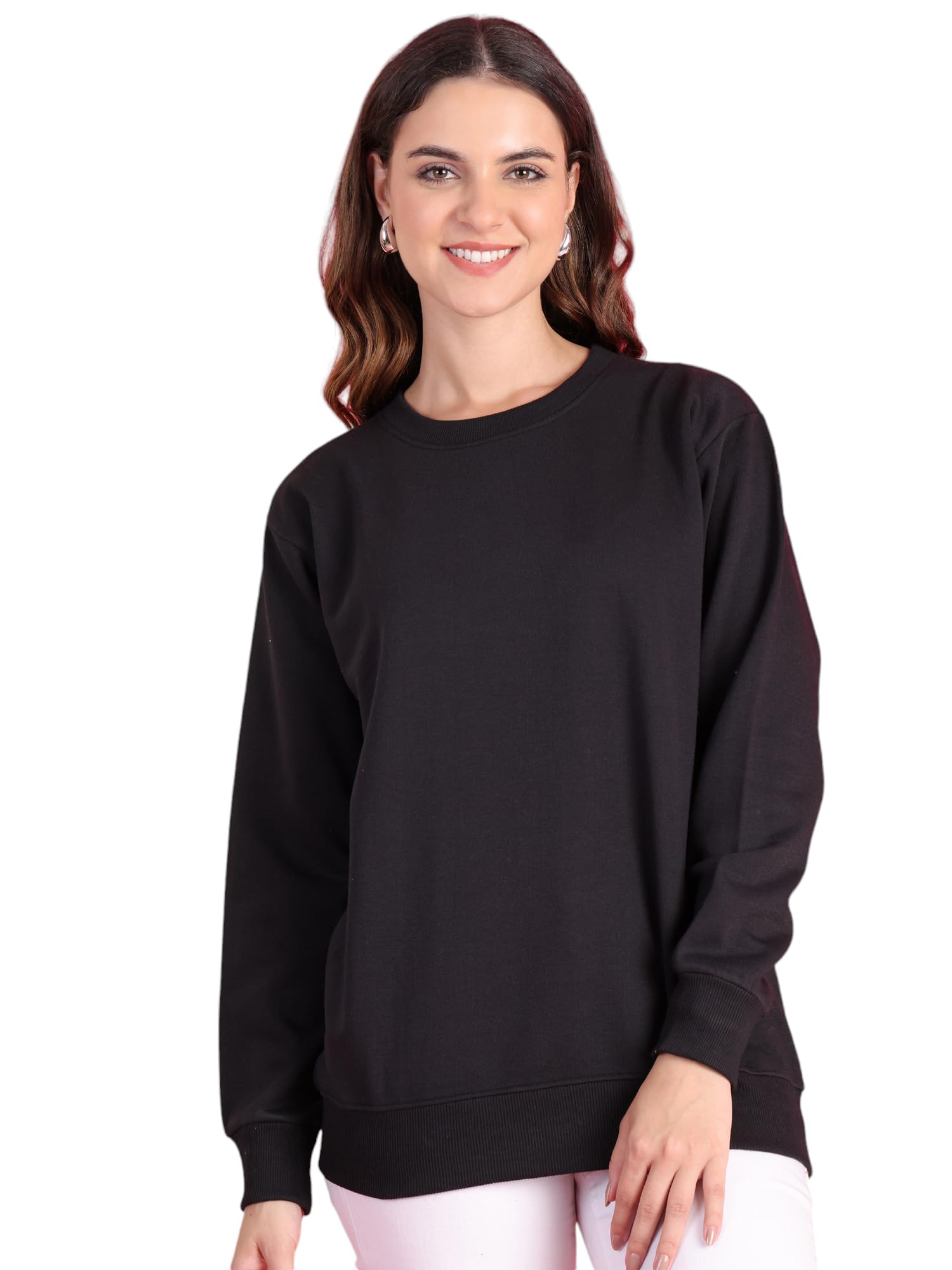 Mack Jonney Fleece Regular Fit Solid Crew Neck Sweatshirt for Women-MACK640137-picture-14