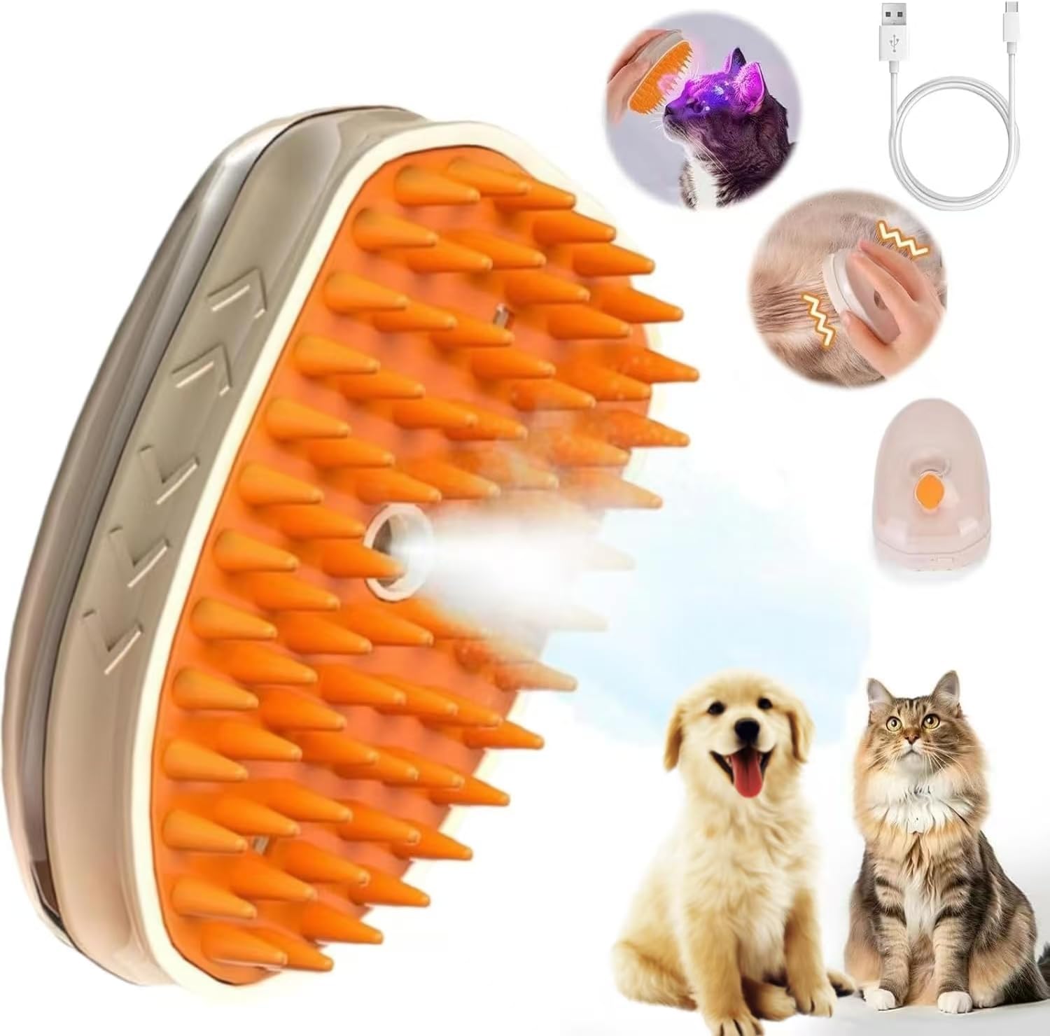 4 In 1 Self-Cleaning Pet Water Spray Brush Dog Hair Steay Cob Cat Stea Brush - Dog Bath Brush And Dog Brush Price