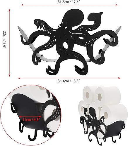 Miniatura 4 de Sumnacon Soporte de papel higiénico, almacenamiento de papel higiénico de metal, soporte de rollo de papel higiénico independiente, soporte de papel