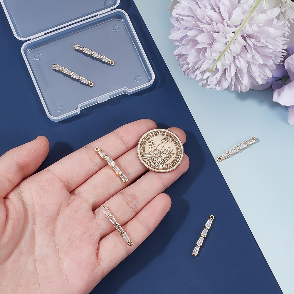 BENECREAT 6pcs Gold Plated Brass Cubic Zirconia Charms, Square Charms Connnecting Cubic Zirconia Pendants for DIY Earrings Bracelet Necklaces Jewelry Making - Image 3