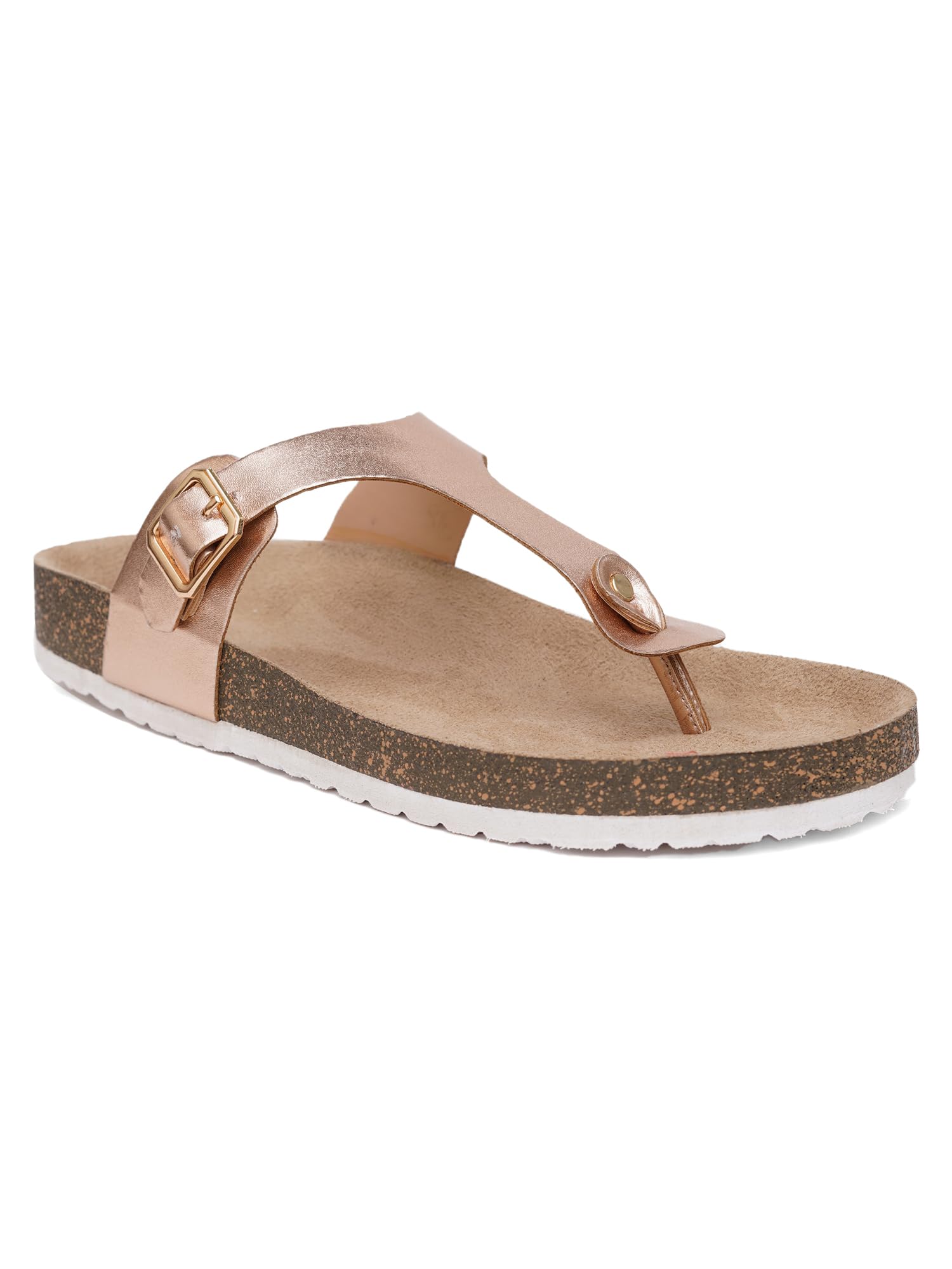 MOZAFIA Compass Compass Rose Gold Solid Synthetic Leather Comfortable Stylish with Open Toe Casual Flat Sandals Sandal & Flip Flops for Women (B0CY8NW2Z9) Amazon Price History, Amazon Price Tracker