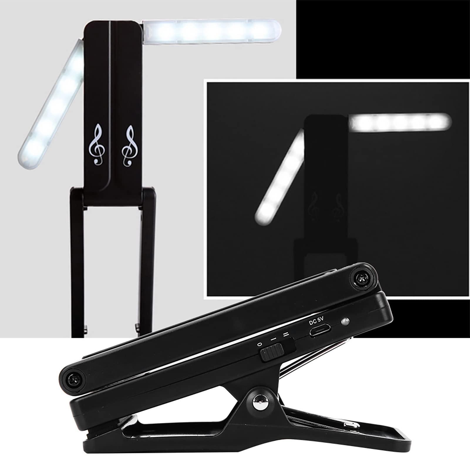 Lampada da Leggio Ricaricabile con Braccio 2 modalità di luminosità Lampada da Tavolo a LED con Durata della Batteria 6H per la Lettura di Spartiti da Libro Portatile
