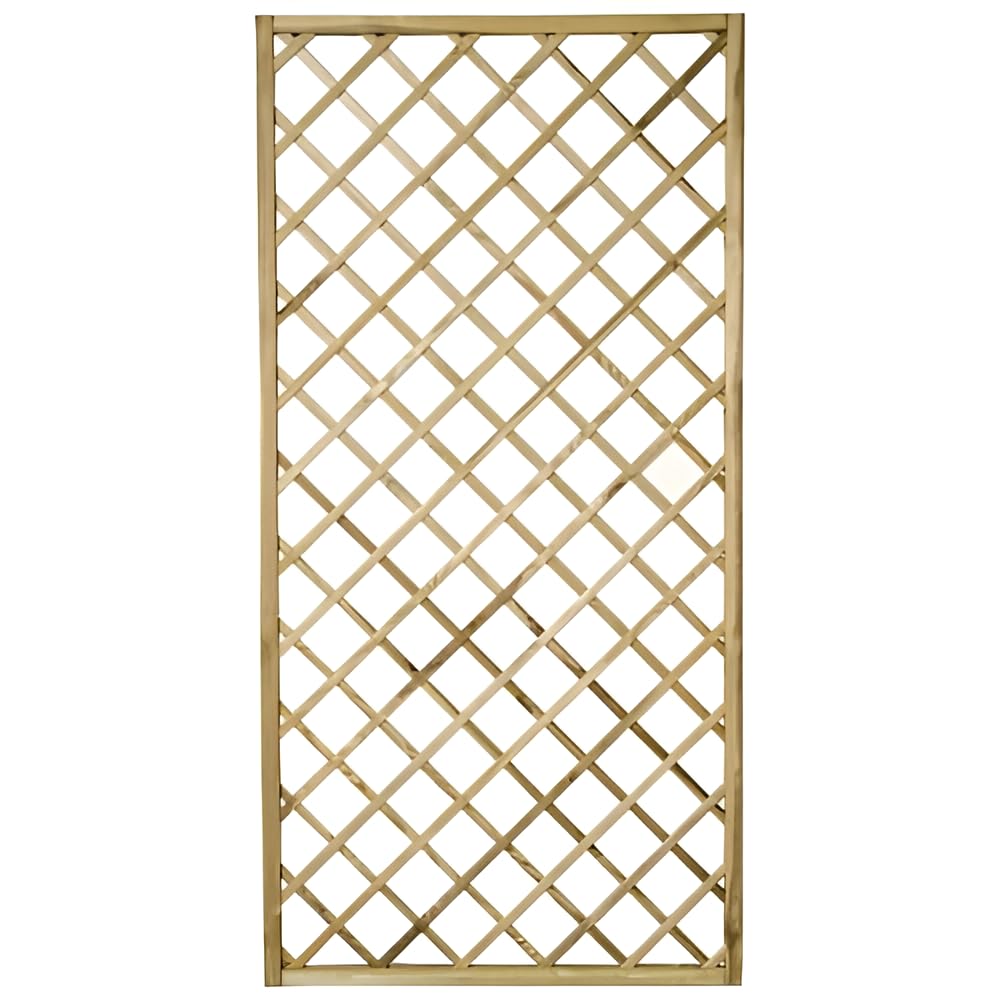 Wooden Diamond Lattice Trellis Panel for Climbing Plants – 6ft x 1ft, 2ft, 3ft | 28mm Thick FSC Timber | Pressure Treated Garden Fence or Wall-Mount Plant Support (Natural, 1800mm x 900mm (6ft x 3ft))
