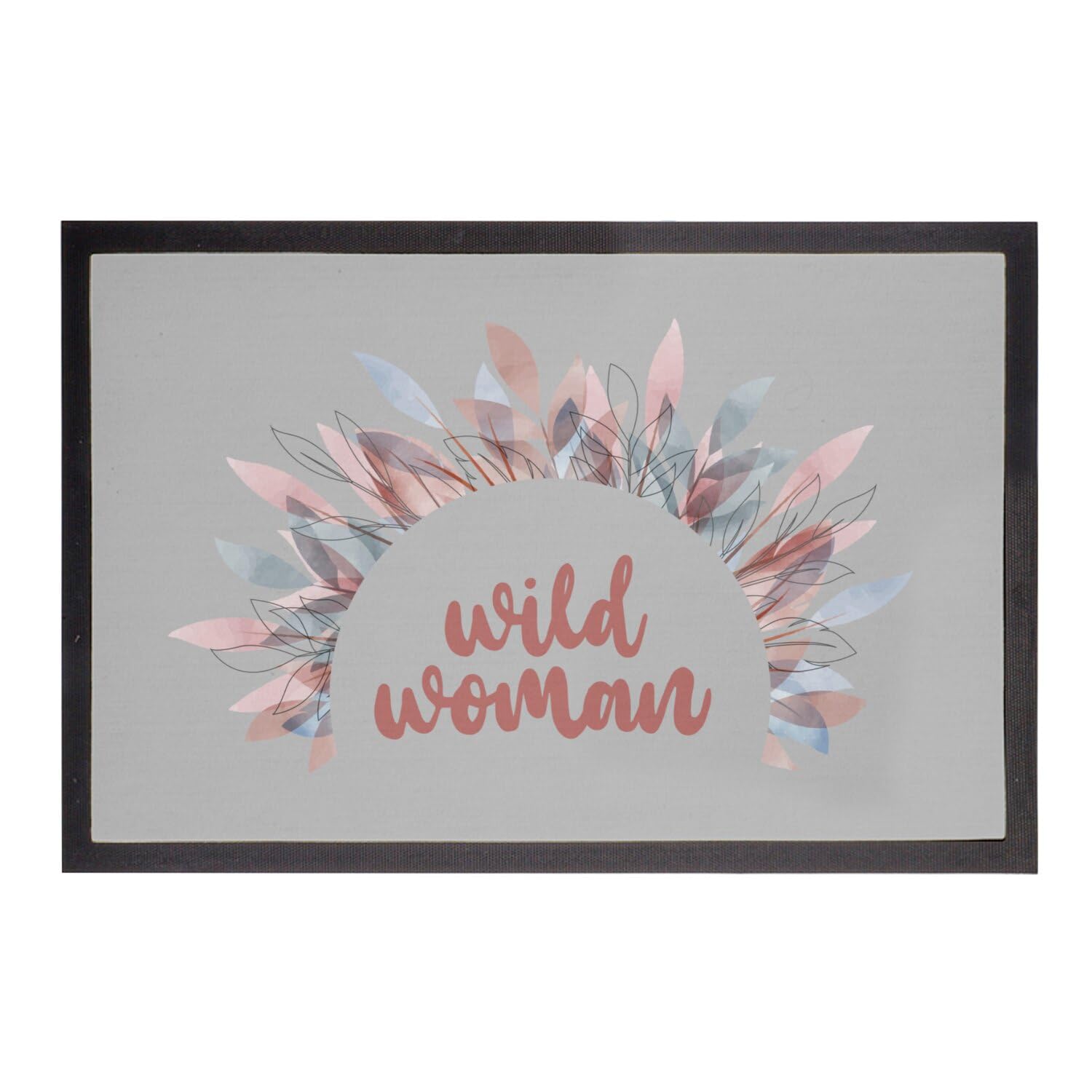 Paillasson gris 75x50 tapis entrée Wild Woman Nature déco bohème sauvage