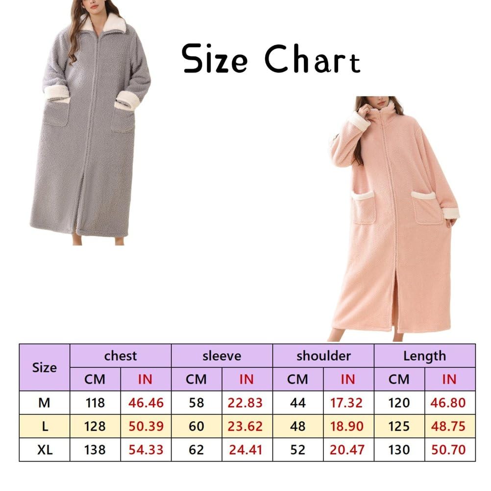 Robes En Polaire Zippées Pour Femmes Confort Chaud, Patchwork Col À Revers Tenue De Détente Longue