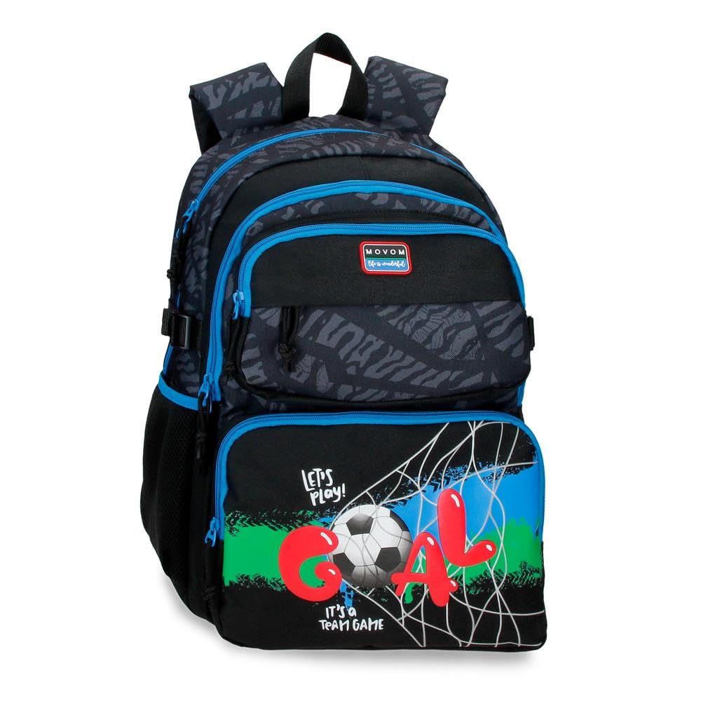 Movom Offside Double Compartment School Backpack Adaptable to Car Black 32x45x19 cm Polyester 27.36L