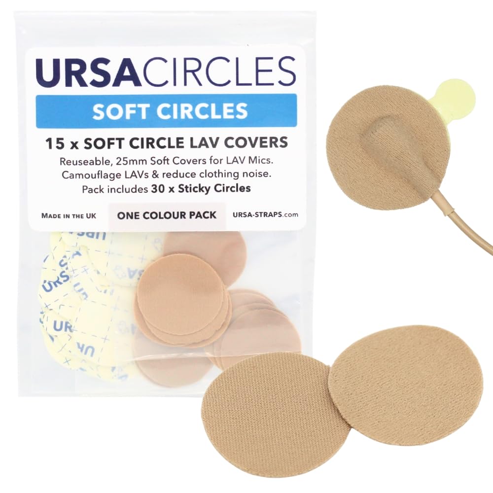 URSA Soft Circles: Reusable Soft Covers That Provide a Shield Against the Wind and Camouflage for Lavalier Mics. (15x Soft Circles + 30x Stickies, Beige)