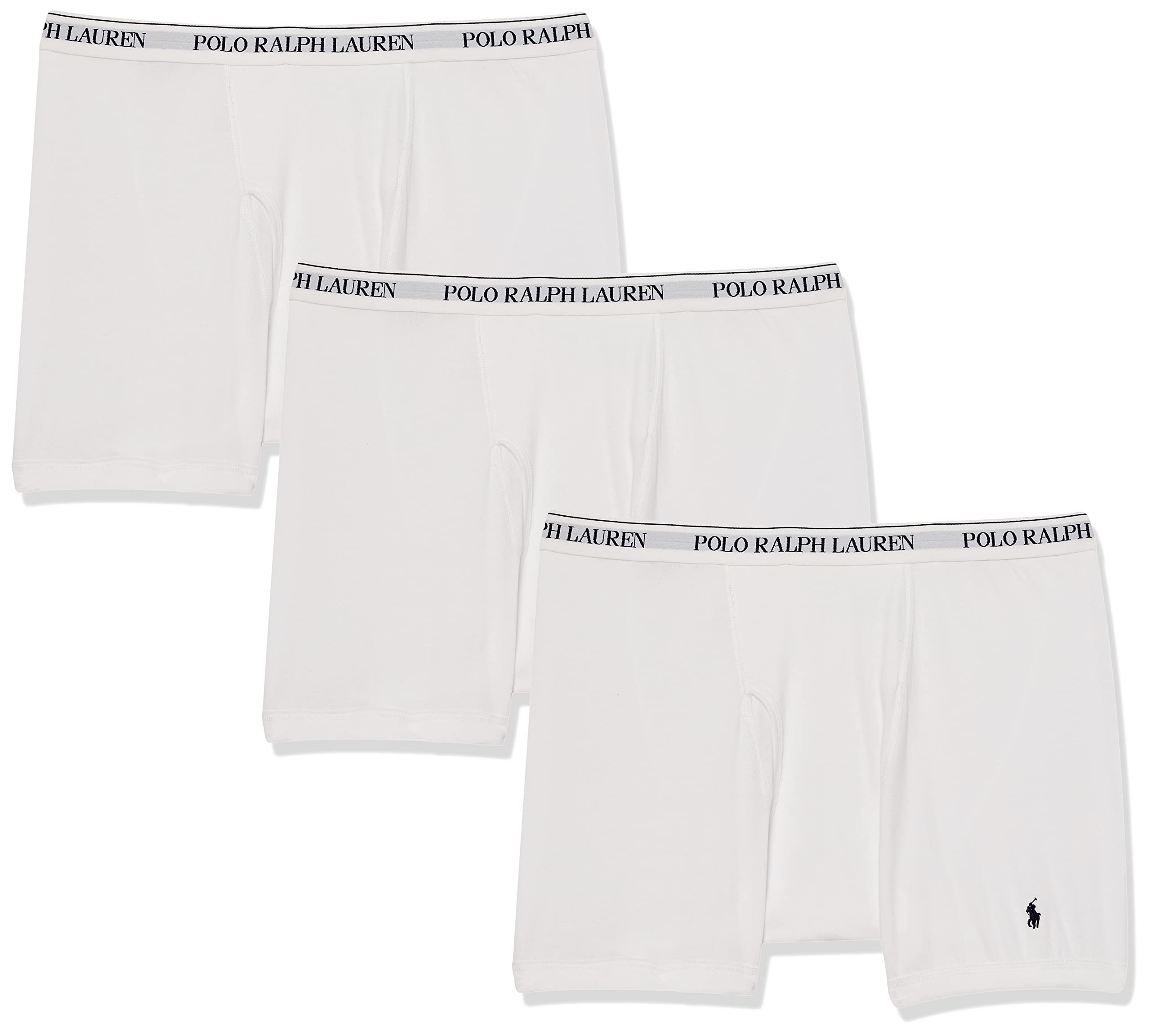 POLO Tall Ralph Lauren Men's Classic Fit Cotton Boxer Briefs, Trunks & Long Available, 3-Pack, Regular Leg-White/Cruise Navy PP-3 Pack, 4X Big