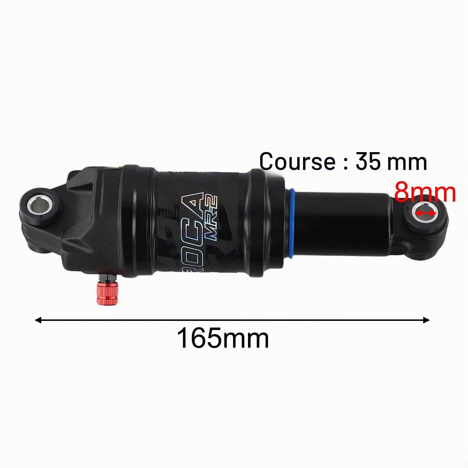 Amortisseur arrière pneumatique pour VTT avec système de suspension réglable 125/150/165/190mm pour vélo de montagne en alliage d'aluminium noir (165MMx35MM)