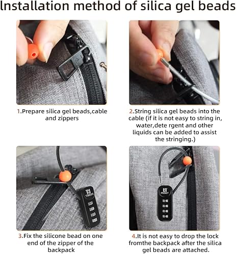 Miniatura 6 de RESET -192 Candado de combinación de 4 dígitos con cable de 3.9 in (4 pulgadas), cerradura de viaje para equipaje, maleta, equipaje, mochila, caja