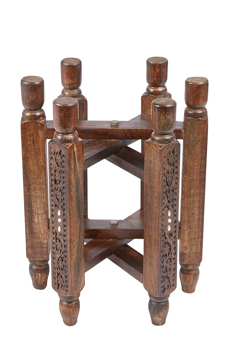 Orientalischer Klapptisch Halab modern aus Holz in Dunkelbraun 36 cm