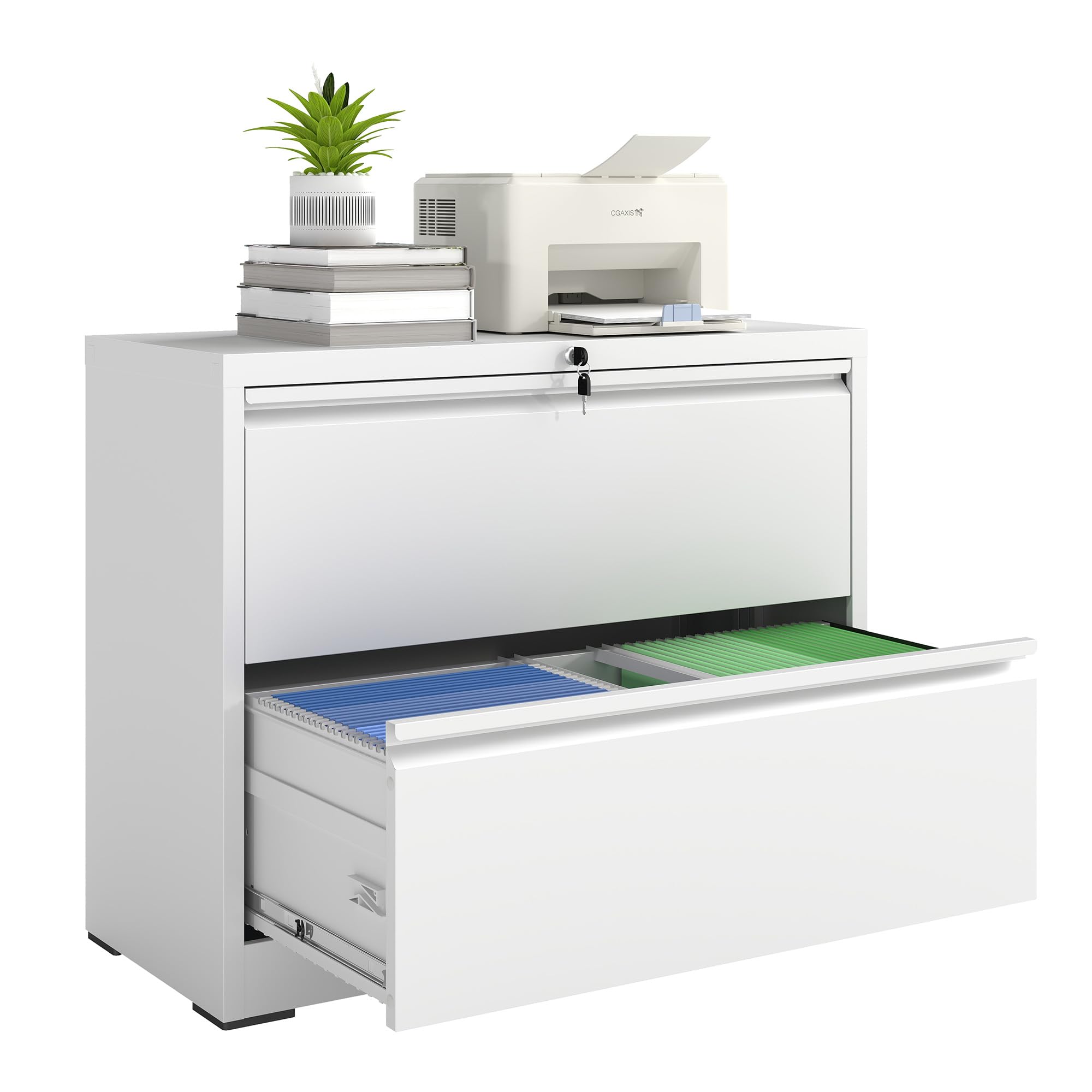 2 drawer file cabinet with lock, lateral filing cabinets,metal storage filing cabinets for home office, heavy duty file cabinet for letter/legal/a4/f4 size amssebly required, white(open box)