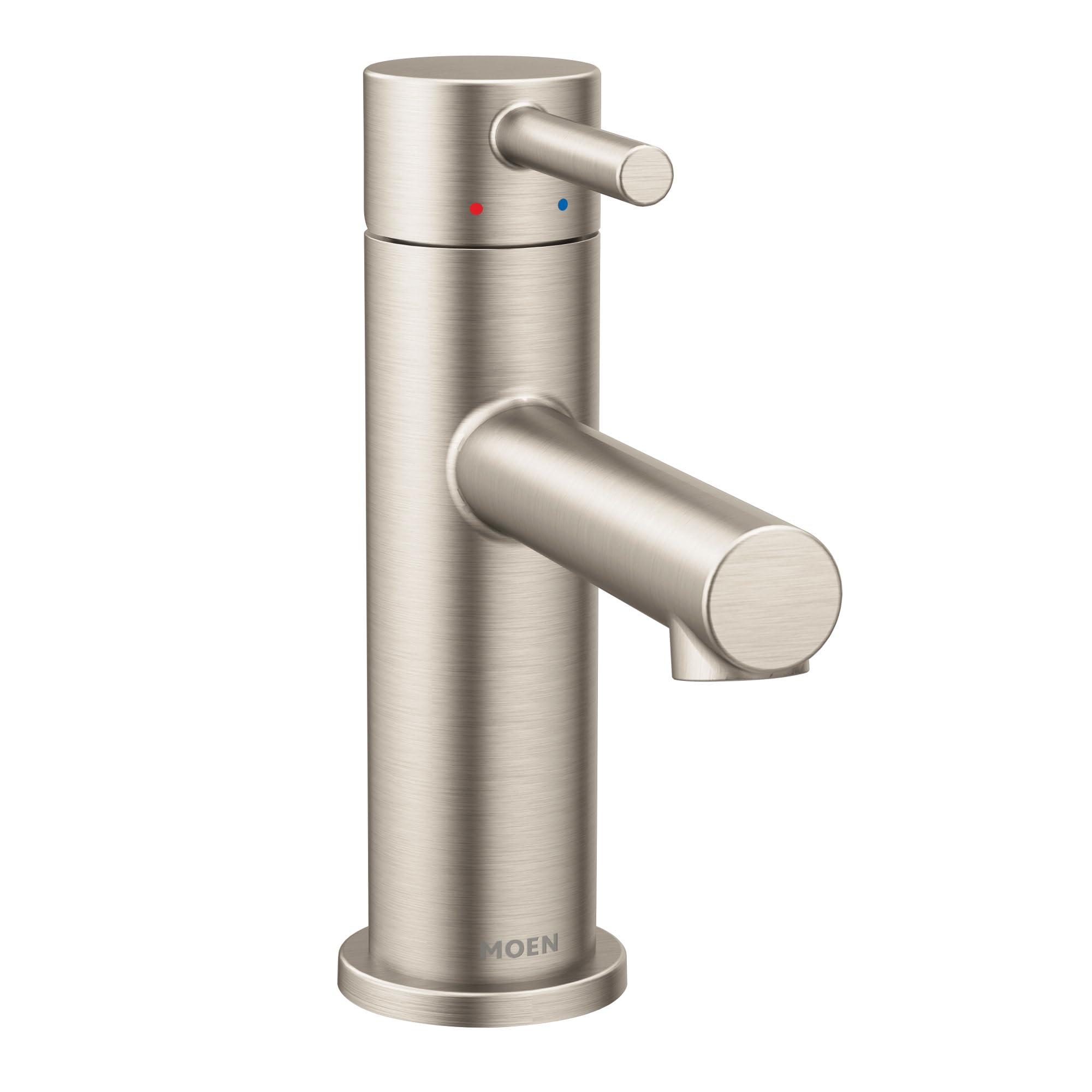 Moen Align Brushed Nickel One-Handle Modern Bathroom Faucet with Drain Assembly and Optional Deckplate 6190BN