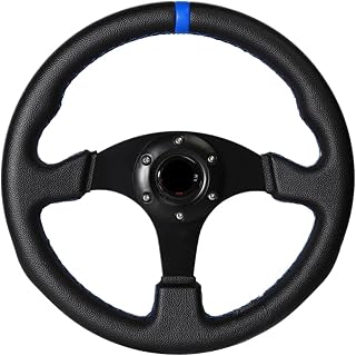 HLQXHM 330mm/13 pulgadas Volante plano de aluminio+PVC Drift Simulation Racing Game Volante universal (color: azul)