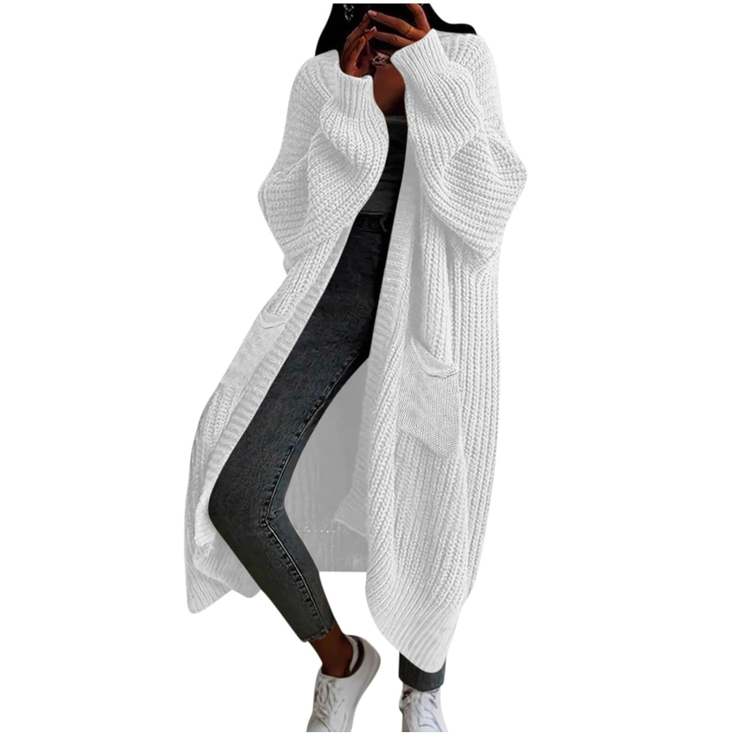 Womens Long Cardigan Sweaters Open Front Oversized Duster with Pocket for Women Fall Winter Knit Design Coats