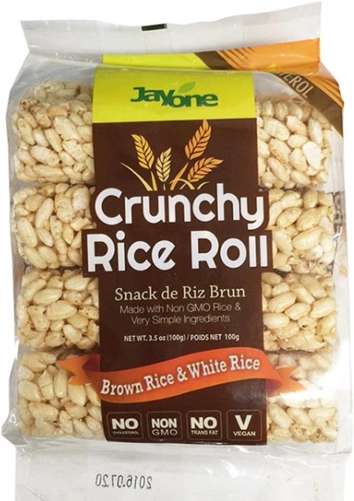 Jayone Crunchy Rice Rolls, Brown/White Rice, 3.5 Ounce (Pack of 6)