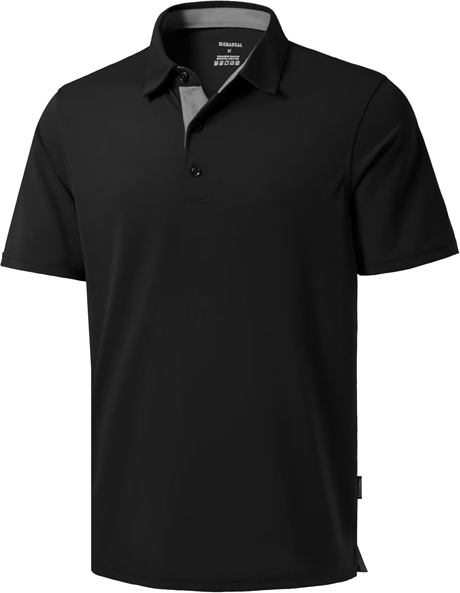 Polo de golf para hombre de manga corta con ajuste seco y rendimiento que absorbe la humedad