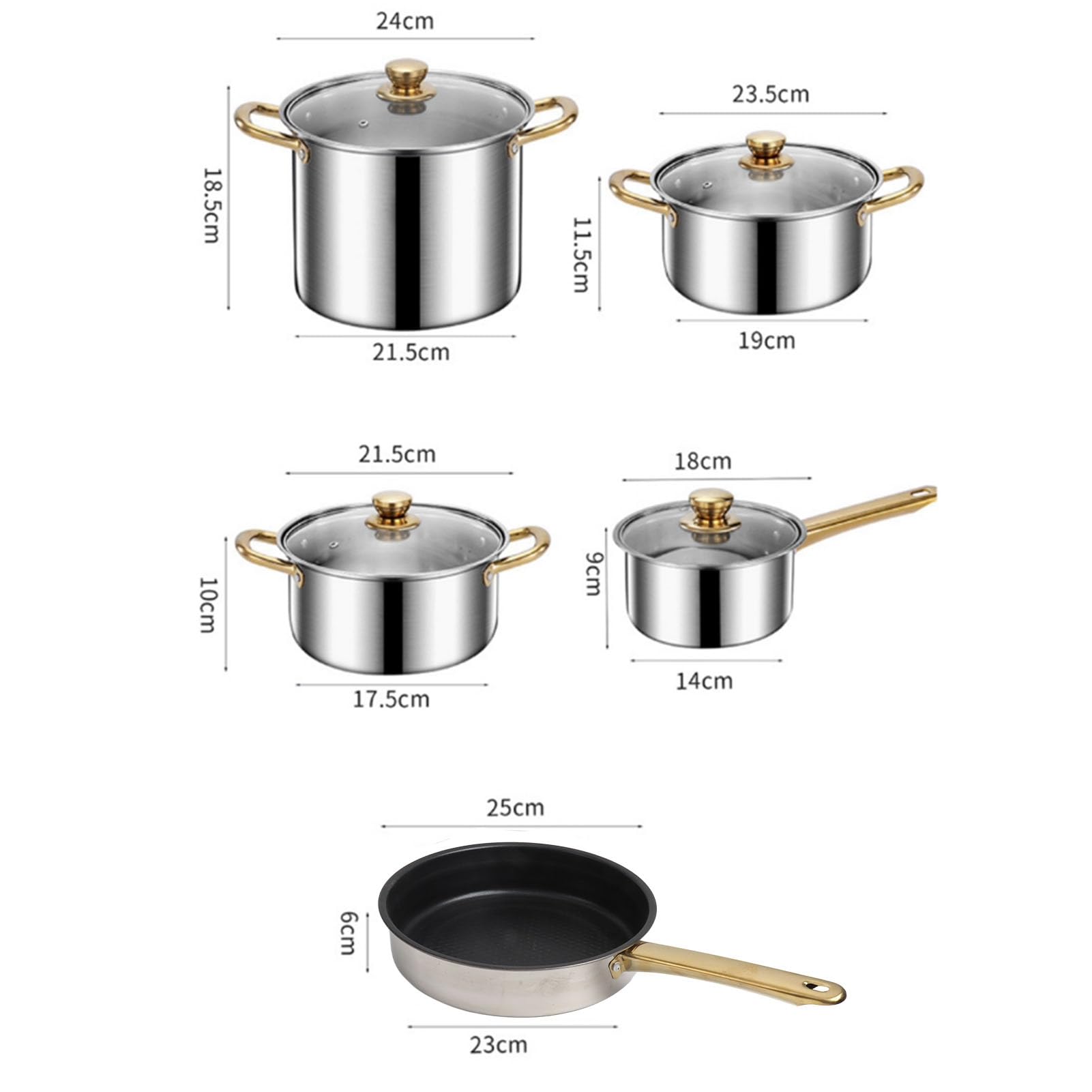 Hidyliu Juego de Utensilios de Cocina de Acero Inoxidable, Utensilios de Cocina Ergonómicos y Elegantes con Tapas de Vidrio para Cocinar Todos los Días en la, 5 Piezas