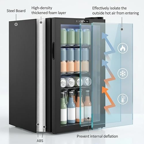 Miniatura 3 de Beverage Refrigerator, 3.2 Cu.ft Mini Fridge with Glass Door, Adjustable Digital Temperature Control for Soda, Beer, Wine for Home, Office or Bar