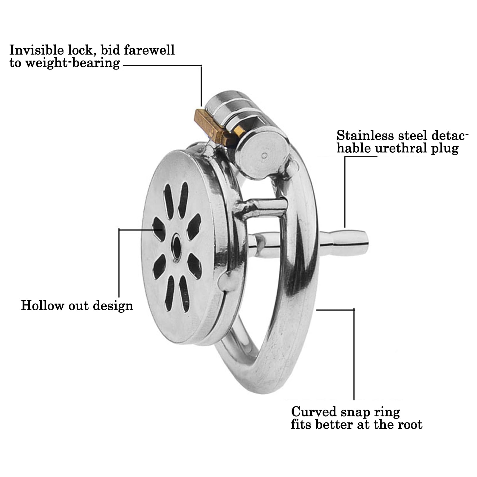Chastity Cage Piatta in Metallo con Dilatatore Uretra, Gabbia Castità Cock Cage Pene Plug Set di Giocattoli Sessuali Bondage Fetish per Uomini (50mm)