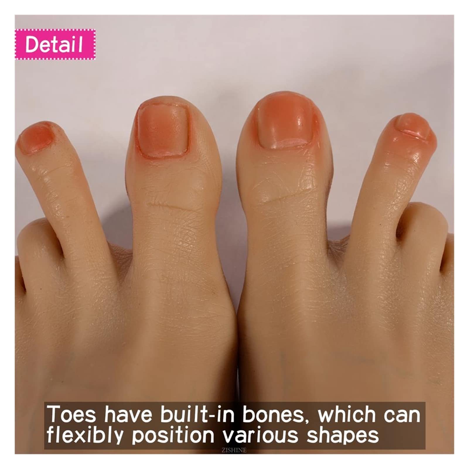 Płynna silikonowa żeńska stóp Model Manekin Fałszywe paznokci Piękna stóp łuki naczynia krwionośne na skarpetki sztuki(Heatable Toes Bone,One pair hand)