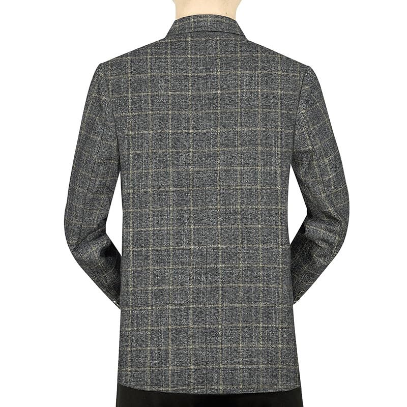 Men's Gray Plaid Casual Tweed Lightweight Sport Coats Two Buttons Slim Fit Suit Jacket for Business Wedding Dress2