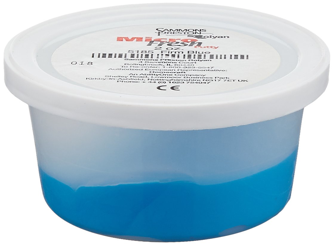 Sammons Preston - 48655 Micro-Fresh Putty, Antibacterial, Antifungal, and Antimicrobial Therapy Putty for Hands and Feet Exercises, Color Coded Non-Toxic Clay, Firm, Blue, 2 Ounces : Health & Household