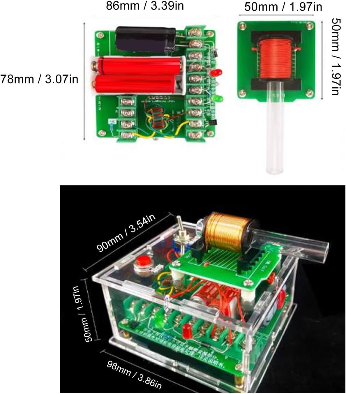 High Voltage Electromagnetic Cannon Spark Arc Generator DIY Kit Handheld Coil Toy Portable Mini with Acrylic Teaching 100V image 4