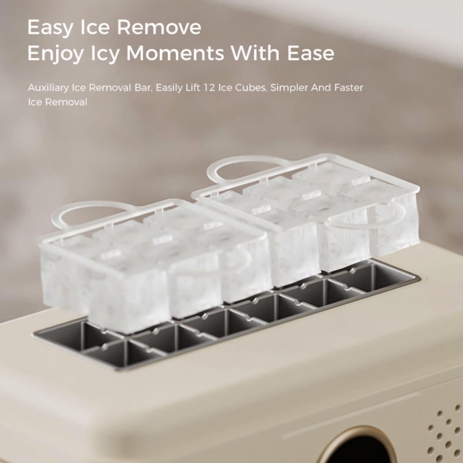 Mini Máquina De Hielo Portátil, 12 Cubos En 15-20 Minutos, Máquina Compacta De Hielo De Escritorio, con Alimentación para Coche, Fabricación De Hielo Automática Y Fácil Liberación