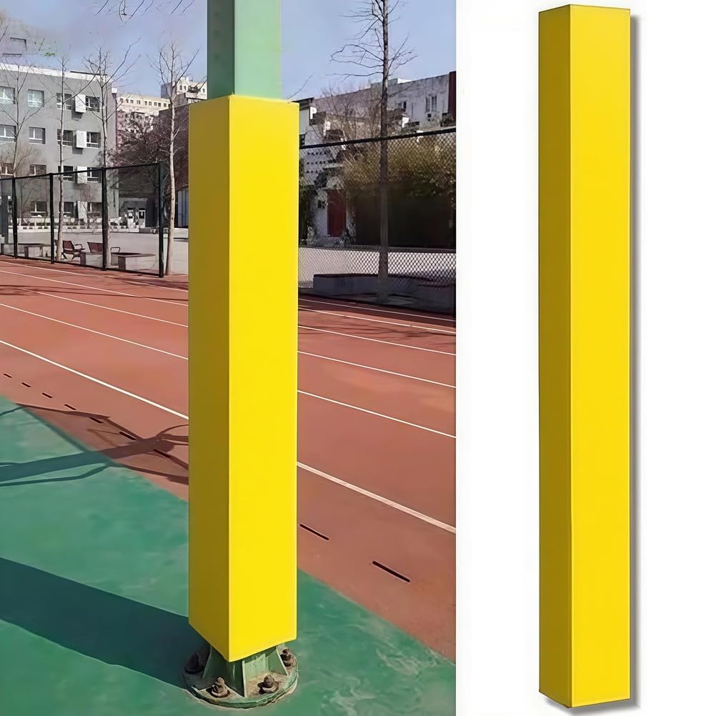 Wyściółka kijka do koszykówki, wysokość 1,8 m, 4-stronny pokrowiec ochronny na plac zabaw na zewnątrz dla bezpieczeństwa (żółty 15 x 15 x 180 cm)