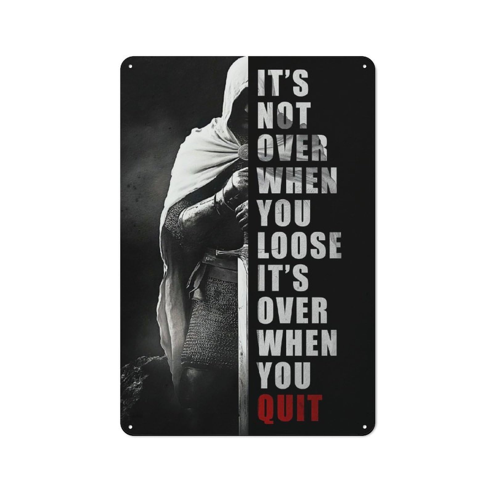 Junmoney Never Quit Industrial-Style Tin Sign 30X20cm For Garage Or Workshop, For Garage, Workshop And Man Cave Decoration