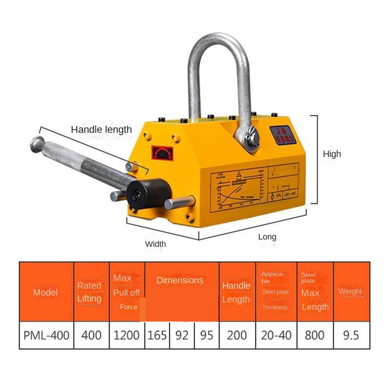Magnete di sollevamento da 400 kg Sollevatore di aspirazione Forte gru magnetica Elettromagnete a ventosa a magnete permanente for risparmiare lavoro con alta efficienza