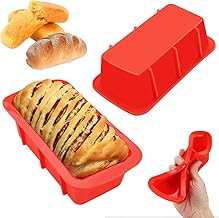 Rairsky Set of 2 M Rectangular Silicone Mould for Biscuits, Food Silicone Pastry Molds, Silicone Baking Mould for Bread, Quality Non-Stick Cake Mould 16.5 x 8.5 x 5 cm