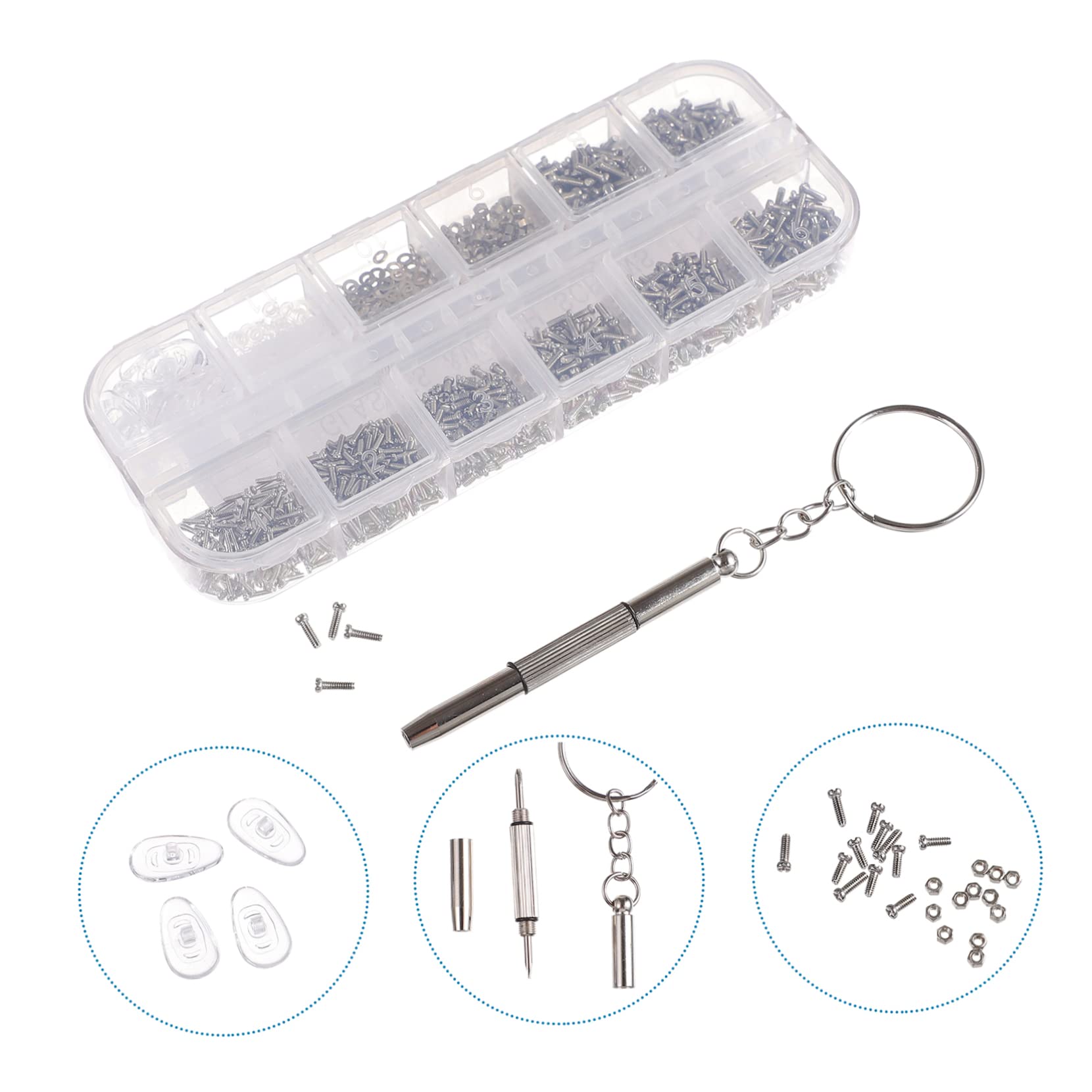 CALLARON 3 Sätze Brillenschrauben -kit Reparatur Gläser Rostfreier Stahl Silber 1100 Stück * 3