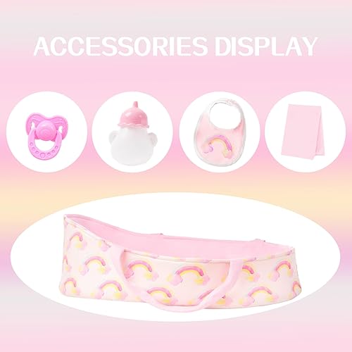 Miniatura 8 de ZITA ELEMENT 8 piezas de ropa de muñeca de bebé con moisés para muñecas de 17 a 22 pulgadas, ropa de muñeca de bebé, accesorios para muñeca de bebé