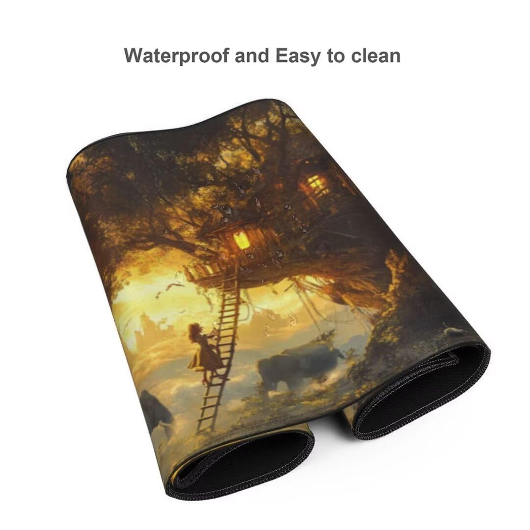 Podkładka pod mysz XXL z motywem lasu, 1200 x 600 x 3 mm, wodoodporna, podkładka pod mysz anime, XXL, podkładka pod mysz dla graczy, duża poprawa precyzji i prędkości, akcesoria do gier, dekoracja